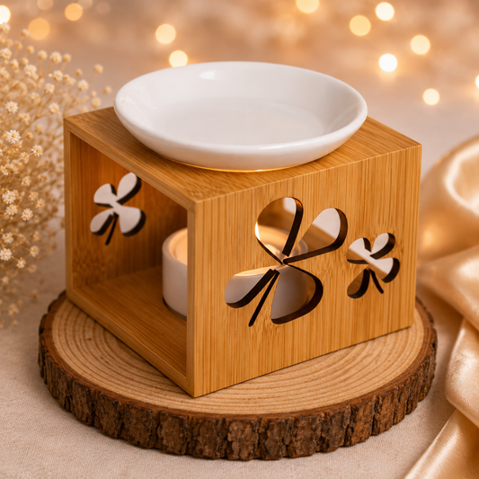 Brûle-Parfum Bamboo en Bamboo et Céramique – Diffuseur pour Fondants Parfumés
