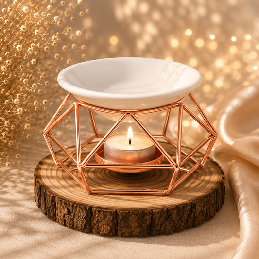 Brûle-Parfum Rose Gold en Métal et Céramique – Diffuseur pour Fondants Parfumés